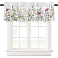 YOKOU Curtain Valance, Wildflowers Spring Watercolor Flower Floral Print Plants Short Rod Pocket Window Treatment for Living Roo