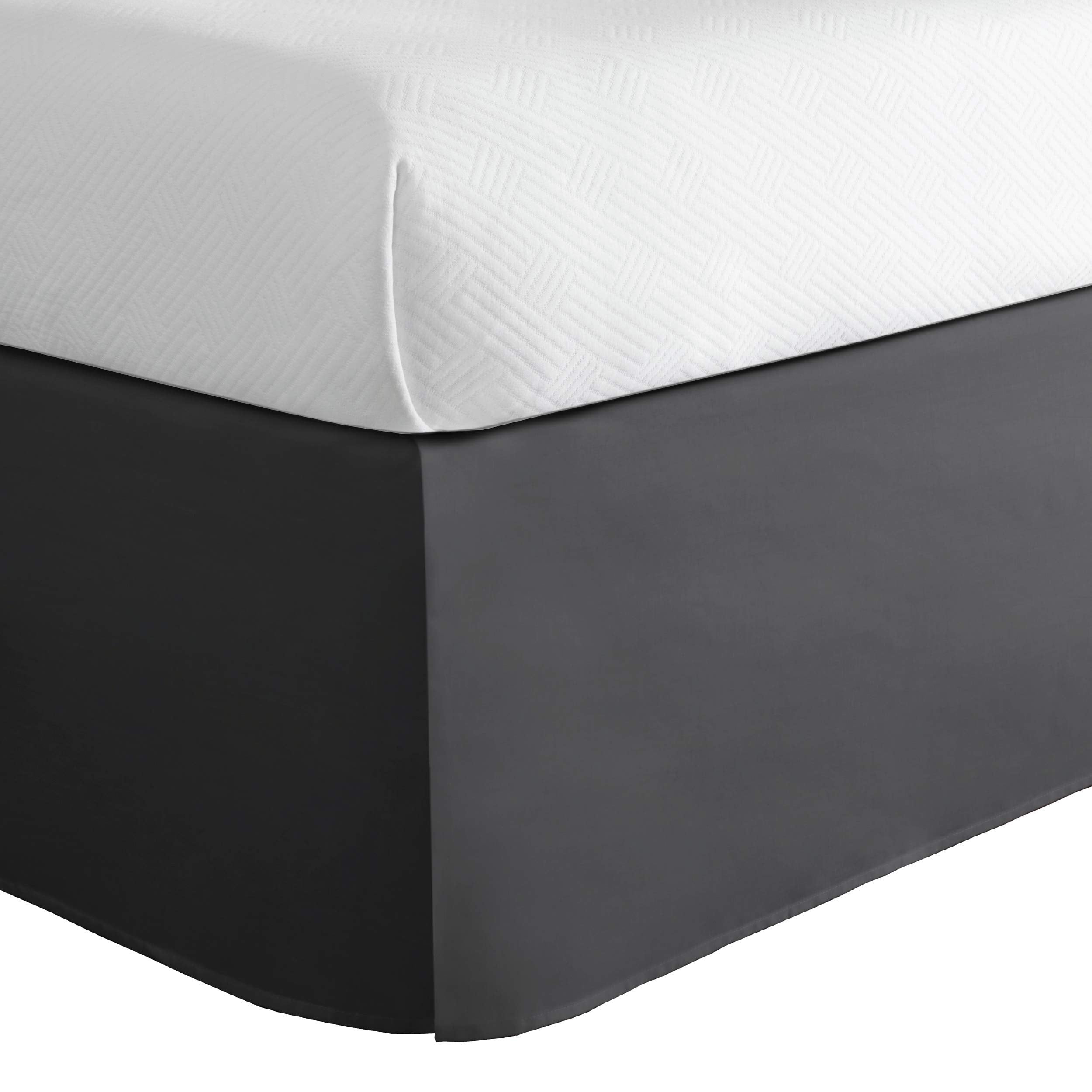 Todays Home Classic Tailored Bed Skirt Dust Ruffle, Cotton Blend Design, 14 Drop Length, Full, Grey
