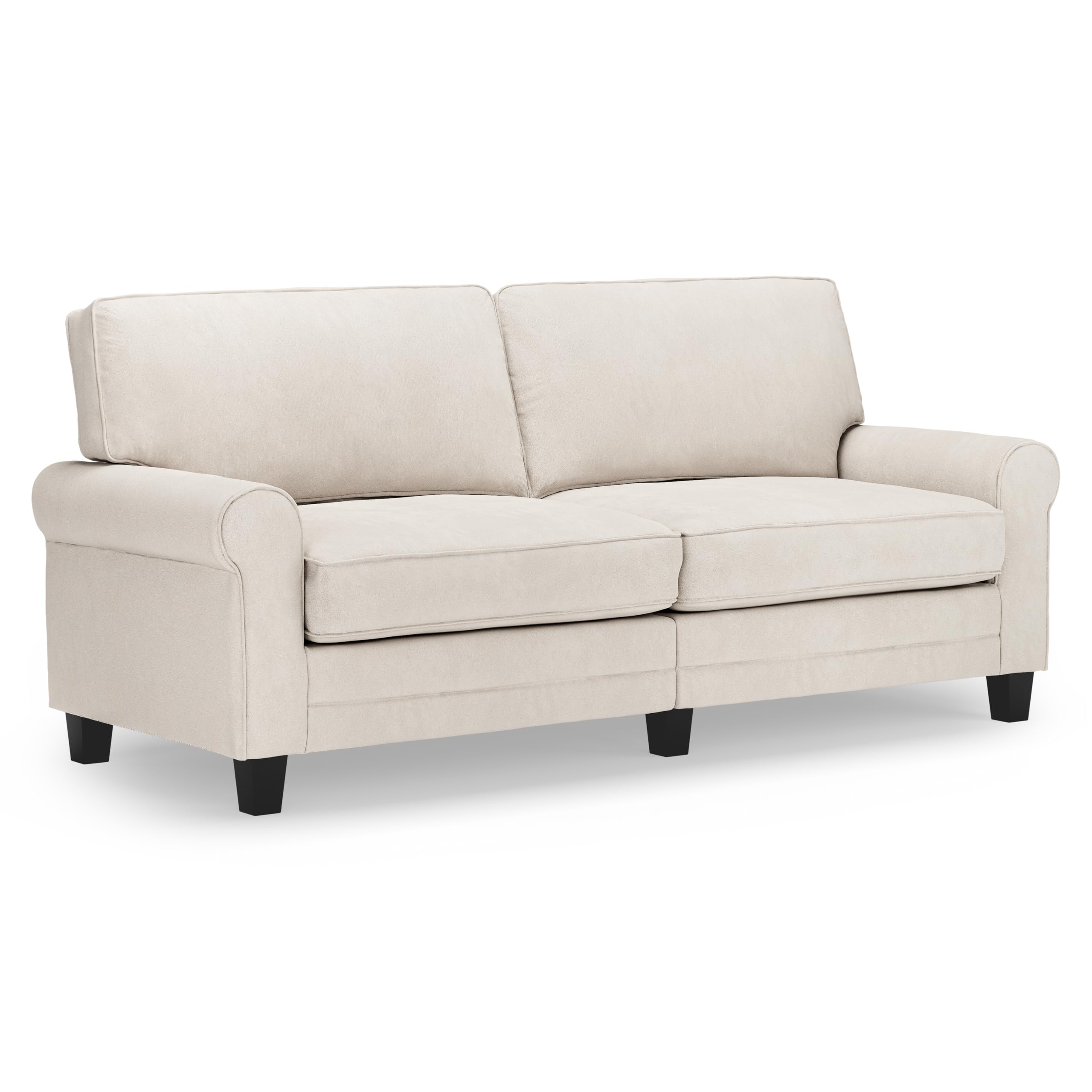 Serta Copenhagen 78 Rolled Arm Sofa, Easy Care Polyester, Soft Pillow Back, Pocket Coil Seat Cushions, Removable Covers, Lovesea