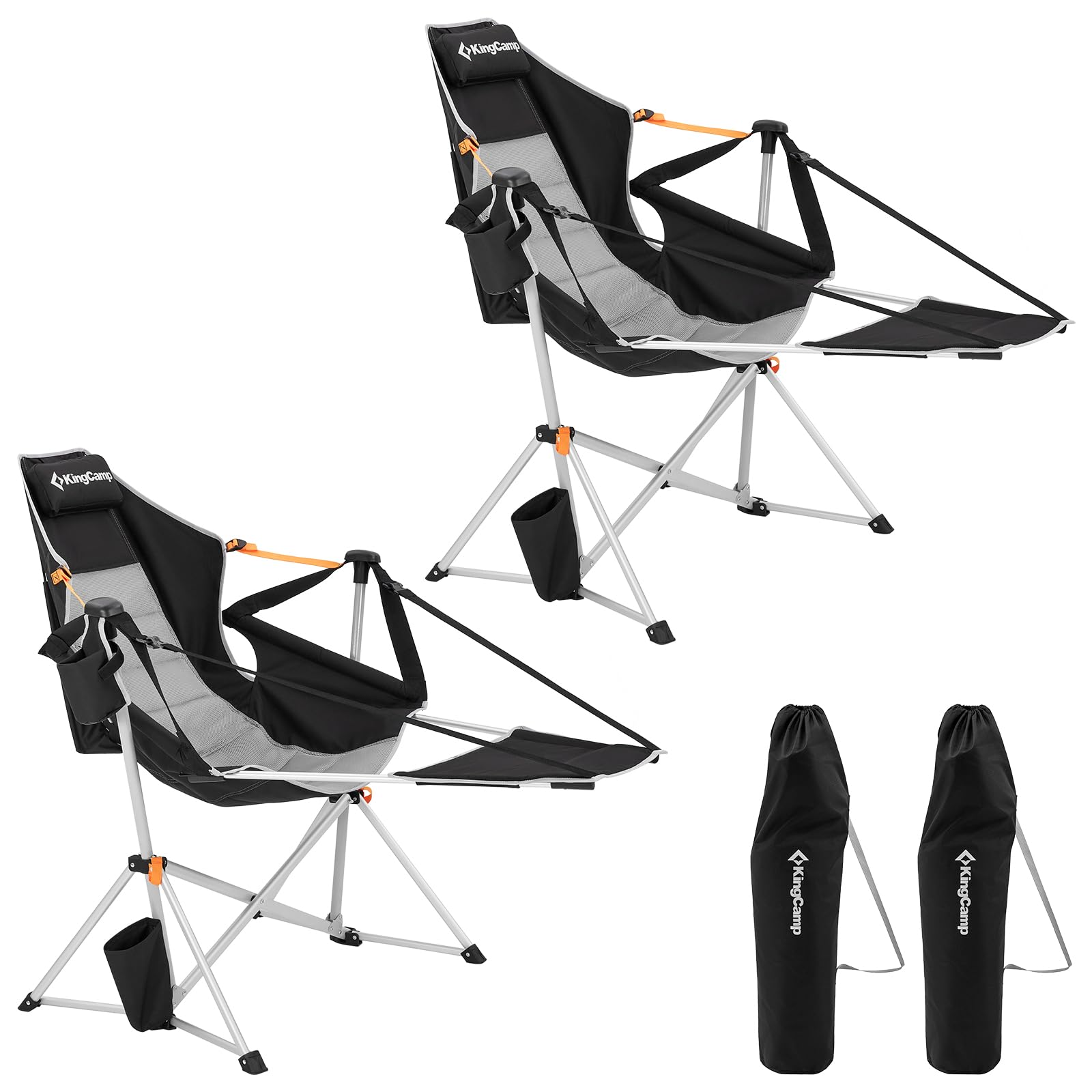KingCamp Hammock Chair with Footrest, Swinging Portable Folding Camping Chairs for Adults MAX 440lbs Heavy Duty Foldable Oversiz