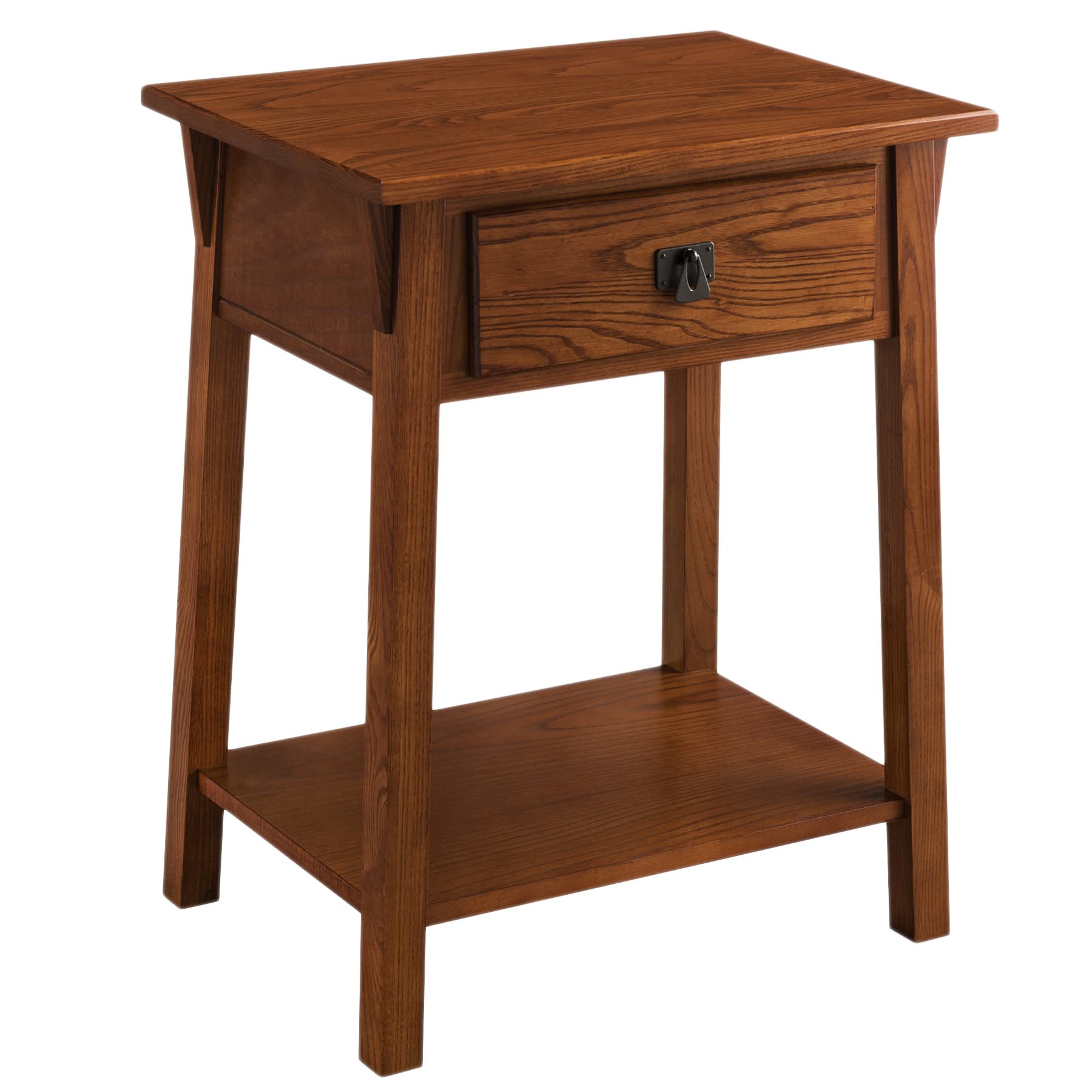 Leick Home 9066-RS Mission End Table with Drawer, Made with Solid Wood, Side Table for Living Room, Bedroom, and Office, Russet 