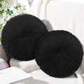 Namalu Round Throw Pillow 13.8 Inch Decorative Round Velvet Floor Pillows Small Pumpkin Throw Pillow Cushion for Living Room Sof