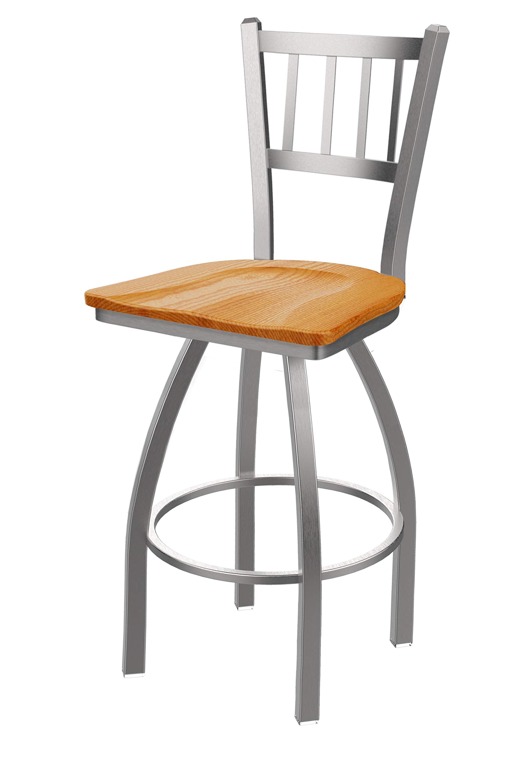 810 Contessa Stainless Steel 25 Swivel Counter Stool with Medium Oak Seat