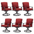 MELLCOM Patio Swivel Chair Set of 6, Heavy Duty Outdoor Dining Chairs with Thickened Cushions, Metal Patio Chairs Gentle Rocker 