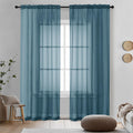 OVZME 2 Pieces Dusty Blue Sheer Curtains 84 inches Long-Lightweight Soft Window Treatment Panels for Master Room/Living Room, 2 