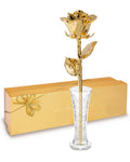 Forever Rose 24K Gold Dipped Real Rose - Handmade, Long-Lasting Preserved Flower in Glass Vase & Gold Box, Romantic Gift for Ann