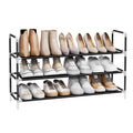 SONGMICS 3-Tier Shoe Rack, Shoe Storage for Hallway Closet, Slim and Space-Saving, Metal Frame, Non-Woven Fabric Shelves, Black 