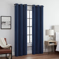 ECLIPSE Andover Solid Tripleweave Thermal Blackout Grommet Curtains for Bedroom (2 Panels), 42 in x 84 in, Navy