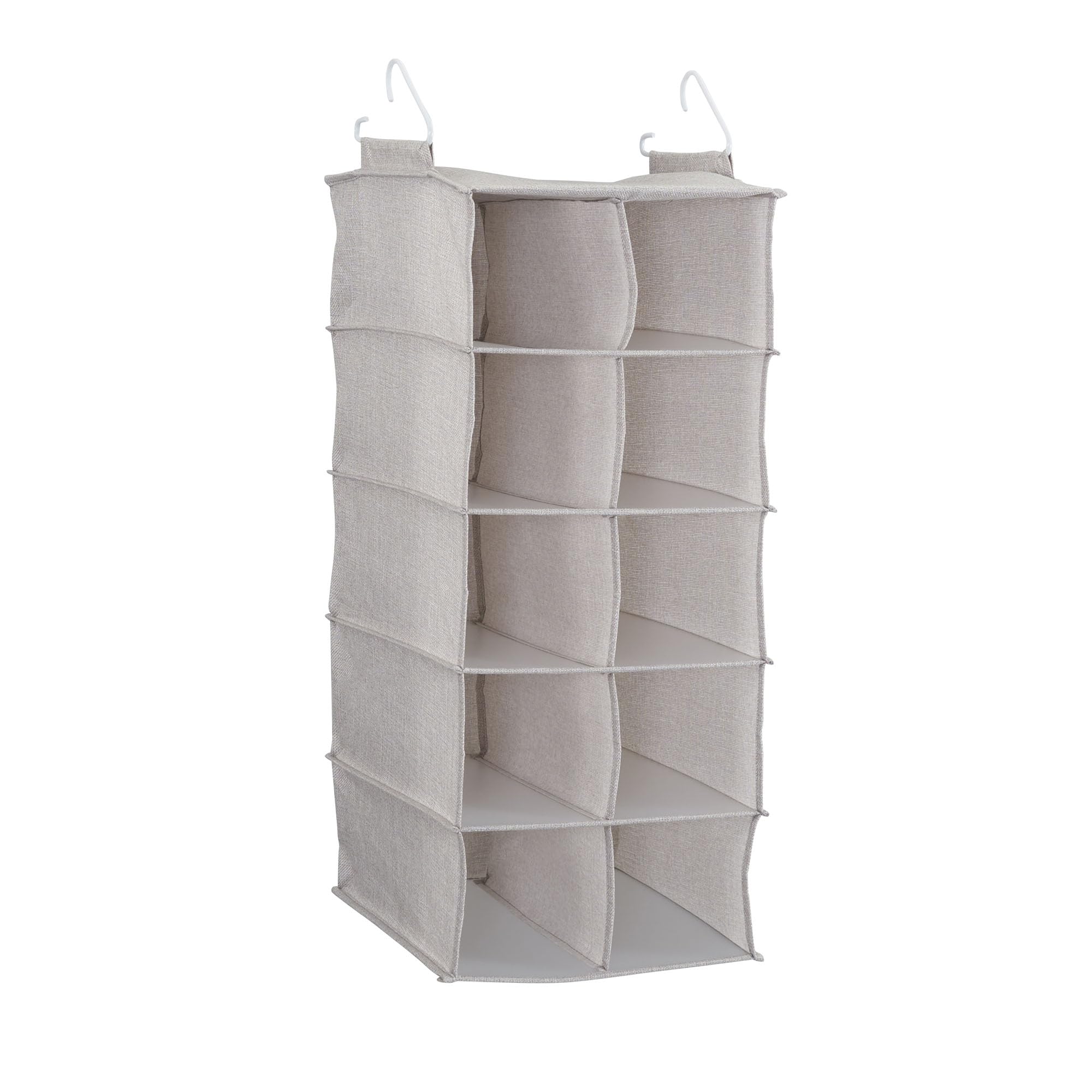 Household Essentials 10-Pocket Hanging Shoe Organizer, Side-by-Side Blended Canvas Storage, 2 Hooks for Excellent Support, The P