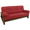 Blazing Needles Solid Microsuede Double Corded 8 to 9 Futon Cover Set with 2 Bolster Pillows (Set of 3), Full, Cardinal Red