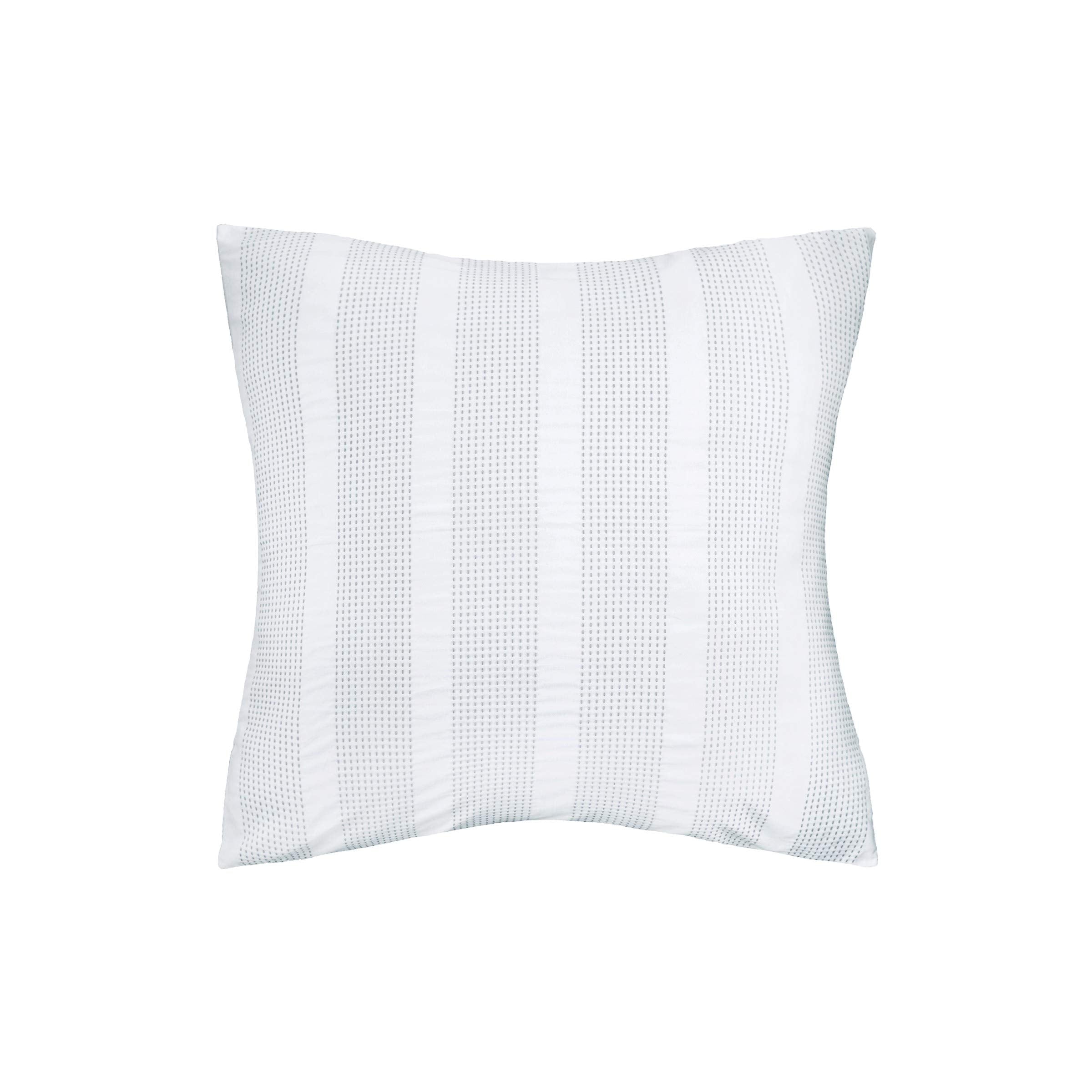 carol & frank Mason Embroidered White and Gray Euro Sham Euro Sham White