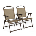 SWITTE Folding Patio Chairs Set of 2, Outdoor Dining Chairs with Armrests, Breathable Textilene & Steel Frame for Lawn, Garden, 