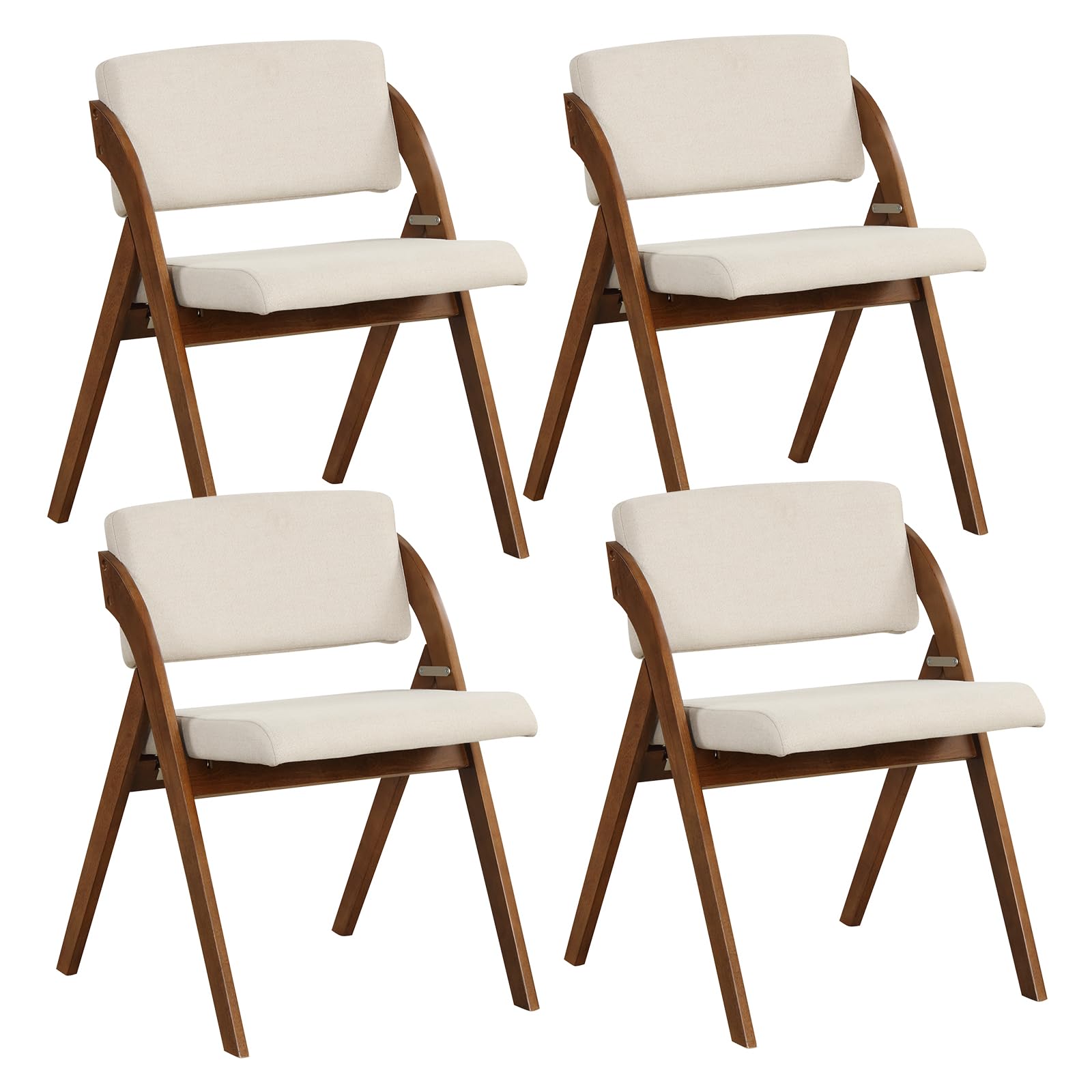 GOFLAME Folding Dining Chairs Set of 4, Upholstered Kitchen Chairs with Padded Seat & Backrest, Modern Side Chairs with Rubber W