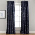 Lush Decor Star Blackout Window Curtain Panel Pair, 108 L x 52 W, Navy