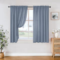 HOMEIDEAS Non-See-Through Stone Blue Privacy Sheer Curtains, 52 X 45 Inches Long 2 Panels Sheer Curtains Light Filtering Window 
