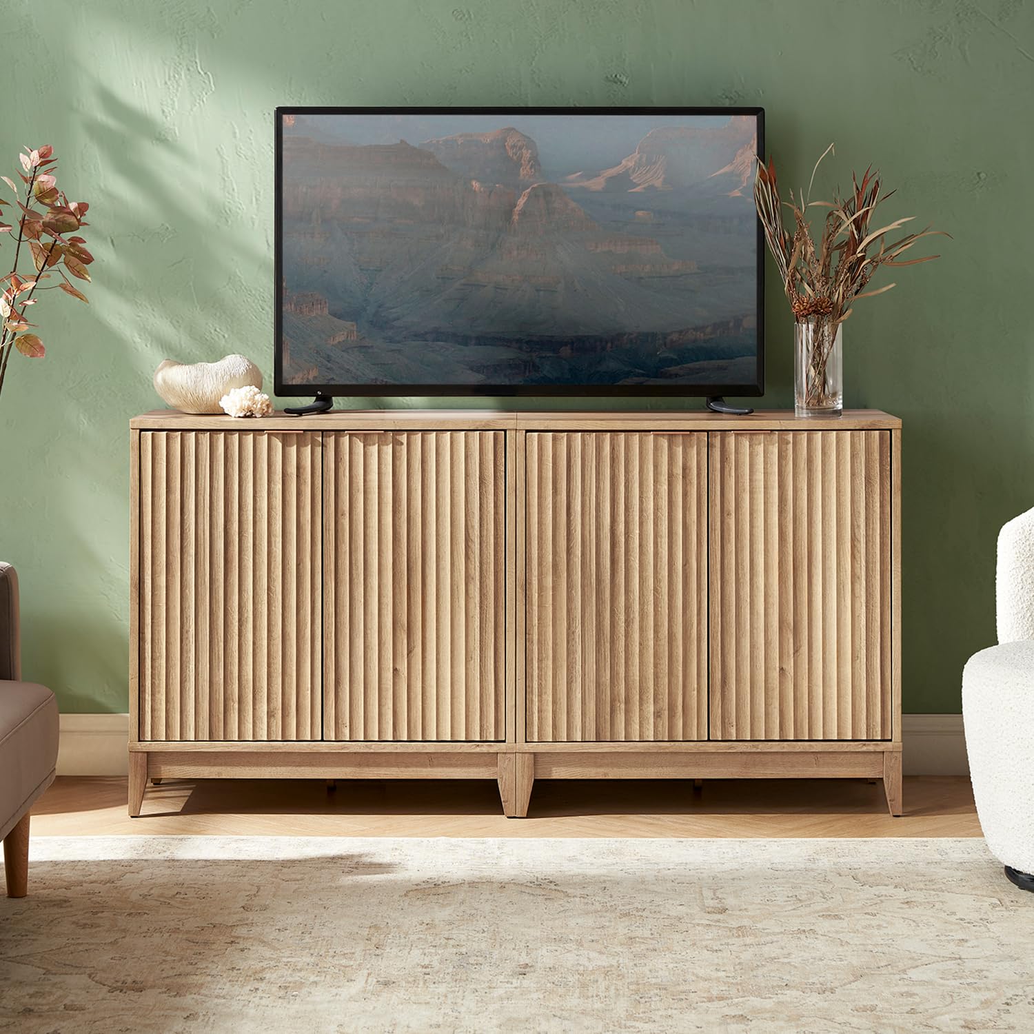 mopio Brooklyn Storage Cabinet, Modern Farmhouse Entryway Accent Case, Buffet Sideboard, Console Table, Credenza, Wood Modular O