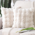 MADIZZ Pack of 2 Thick Plush Wool Throw Pillow Covers 24x24 Inch Cream Soft Decorative Cushion Cover for Sofa Bedroom Pillow She