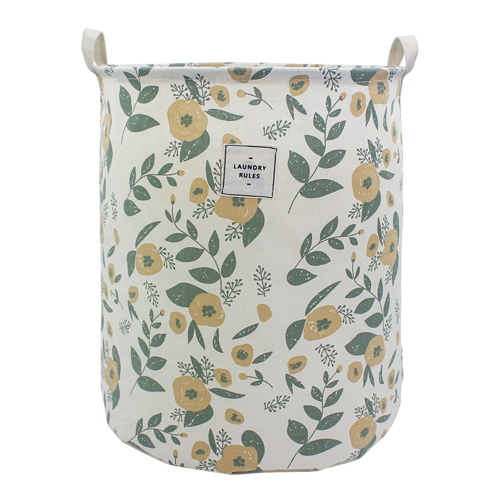 Mziart Collapsible Laundry Basket, Floral Printing Large Laundry Hamper for Baby Girls Kids Toys Clothes Organizer Foldable Stor