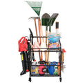 Mythinglogic Garden Tool Organizer for Garage, Yard Tool Rack with Wheels, Garage Organizers and Storage Holder for Yard Tools (