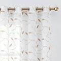 Lazzzy Embroidered Sheer Curtains Floral Leaf Voile Curtain for Living Room Bedroom Farmhouse White Sheer Drapes 84 Inches Lengt