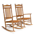 VINGLI 2 PCS Wood Rocking Chair Outdoor with 450 lbs Support, Outdoor Rocking Chair Set of 2, Solid Wood High Back Seat Reclinin