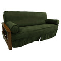 Blazing Needles Solid Microsuede Double Corded 8 to 9 Futon Slipcover Set with 2 Bolster Pillows (Set of 3), Full, Hunter Green