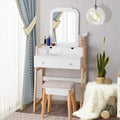 CHARMAID Vanity Set with 3 Drawers, 25inch Vanity Desk with Large Mirror and Cushioned Stool, Ideal for Small Place Apartment, U