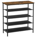 VASAGLE Shoe Rack, 5 Tier Shoe Storage Rack for 12-16 Pairs of Shoes, Shoe Organizer for Entryway, with 4 Fabric Shelves and Woo