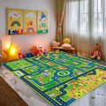 Car Rug Play Mat,Road Rug Kid Play Mat,Playroom Toy Car Mat, Kids Carpet City Map for Bedroom Classroom,Extra Large Thick (110X7