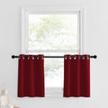 NICETOWN Burgundy Red Blackout Curtain Valances for Christmas, Thermal Insulated Short Grommet Curtain Panels, Small Half Window