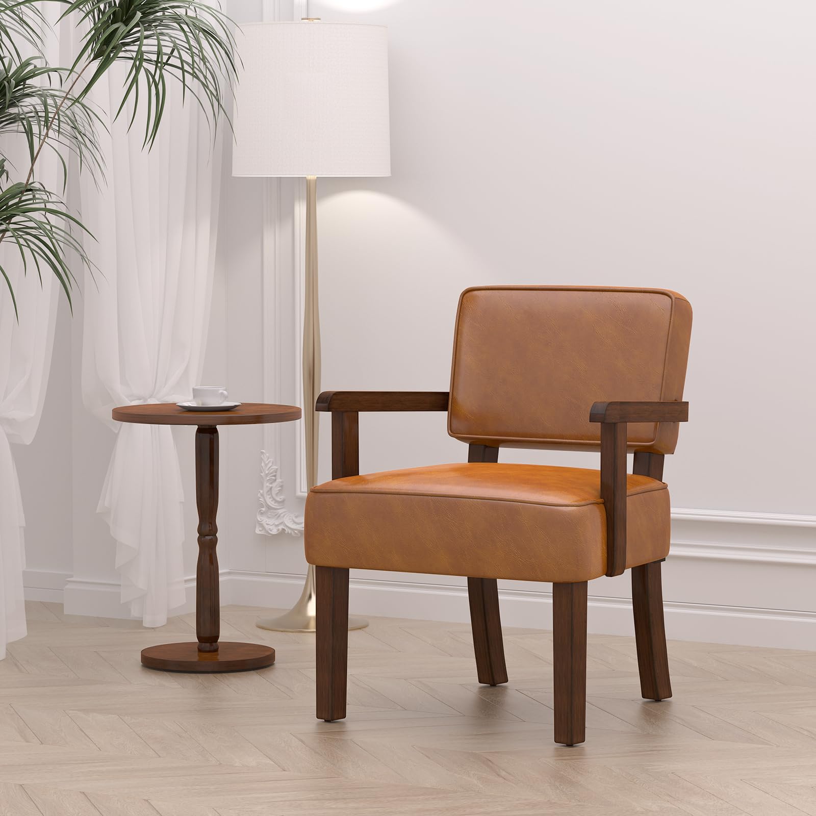 FAGAGA Accent Chair, PU Leather Living Room Chairs Oversized with Soft Seat and Armrests, Armchair for Bedroom, Dinning, Reading