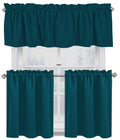 Native Fab 3 Piece Window Curtain Tiers 26x36 and Valance 54x18 Set - Rod Pocket - Semi Sheer - Short Curtain for Kitchen, Cafe,