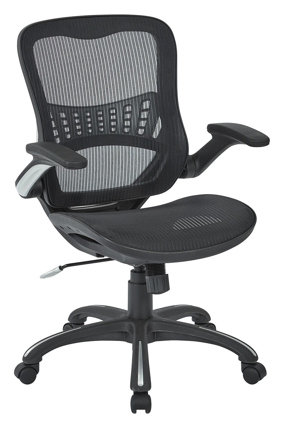 Office Star Ventilated Managers Office Desk Chair with Breathable Mesh Seat and Back, Black Base, Black
