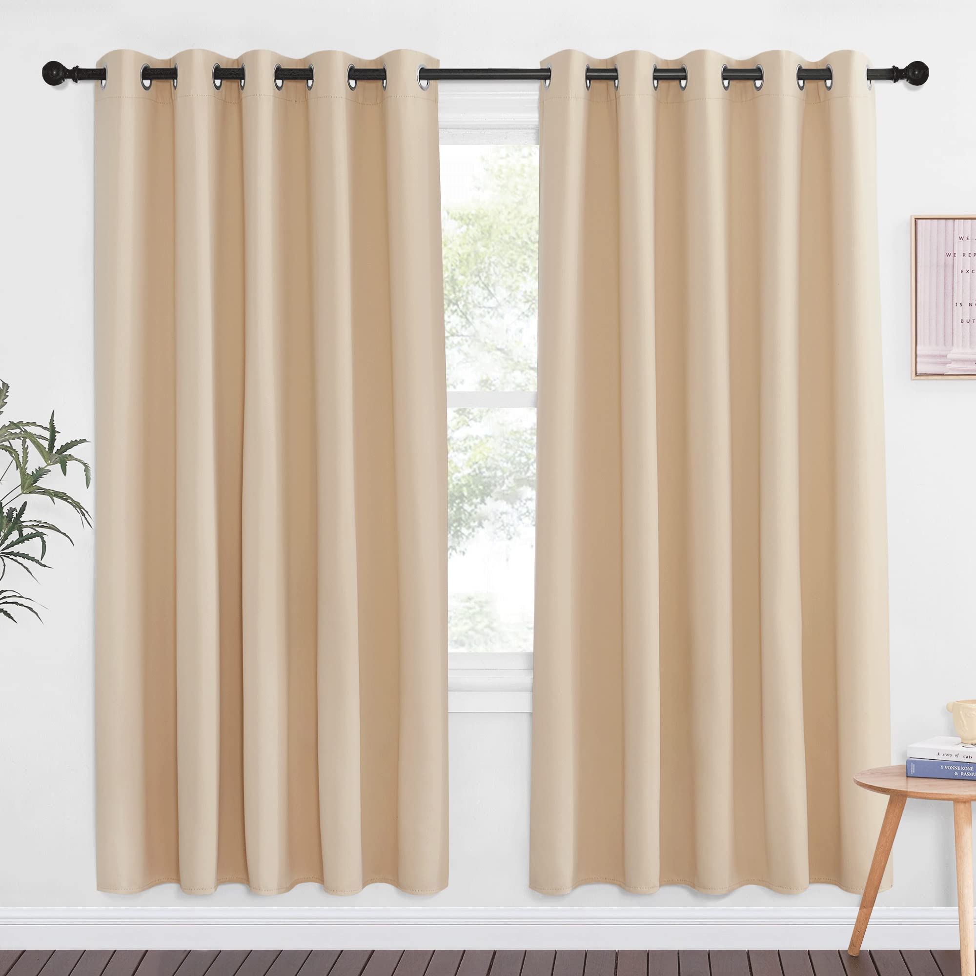 PNICETOWN Blackout Doorway Curtain Room Darkening - Window Treatment Thermal Insulated Solid Grommet Vertical Drape for Bedroom/