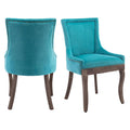 Aoowow Fabric Farmhouse Upholstered Side Chairs Set of 2, Vintage Solid Wood Kitchen Dining Room Chairs with Nailheads Solid Woo