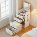 Lvifur 3-in-1 Vanity Desk with Flip Top Mirror, Makeup Vanity Table with Cushioned Stool for Small Space, Compact Dressing Table