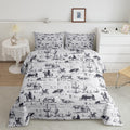 Feelyou Western Comforter Set Queen Size, White and Black Cowboy Cow Bedding Set Cowboy Comforter Desert Cactus Duvet Set Soft B