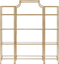 Crosley Furniture Aimee 3-Piece Bookshelf Set with Glass Shelves, Bookcase Storage, Gold and Glass