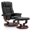 MCombo Manual Swivel Recliner with Ottoman, Chair Ottoman Set for RV Small Spaces, Living Room, Bedroom, Office 9019 (Faux Leath