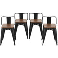 Changjie Furniture 18 Inch Metal Bar Stools Counter Stool Modern Barstools Industrial Bar Stools Set of 4 (18 inch, Black)
