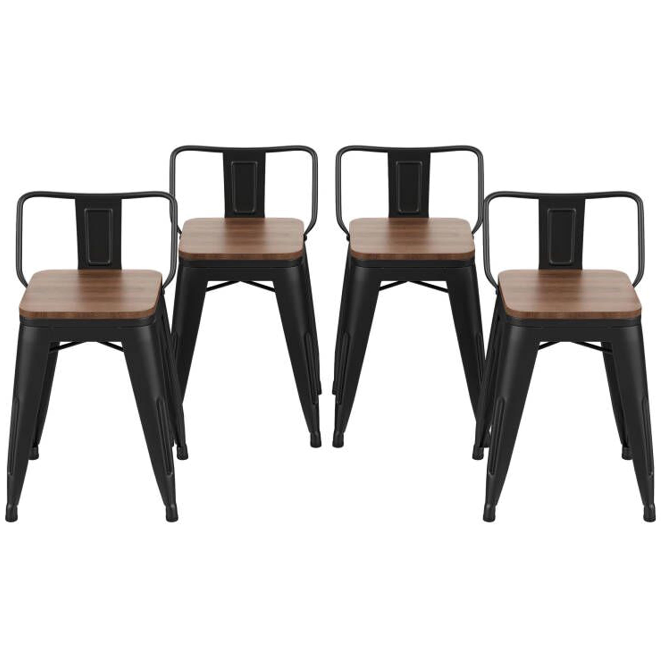 Changjie Furniture 18 Inch Metal Bar Stools Counter Stool Modern Barstools Industrial Bar Stools Set of 4 (18 inch, Black)