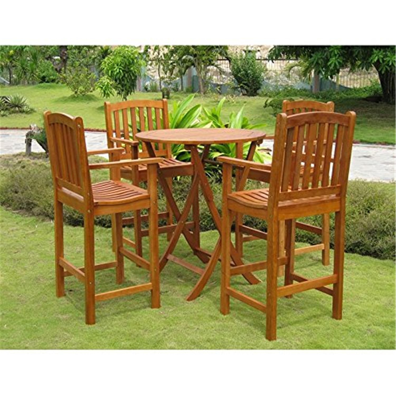International Caravan Furniture Piece Pontevedra Set of 5 Bar Height Table Group
