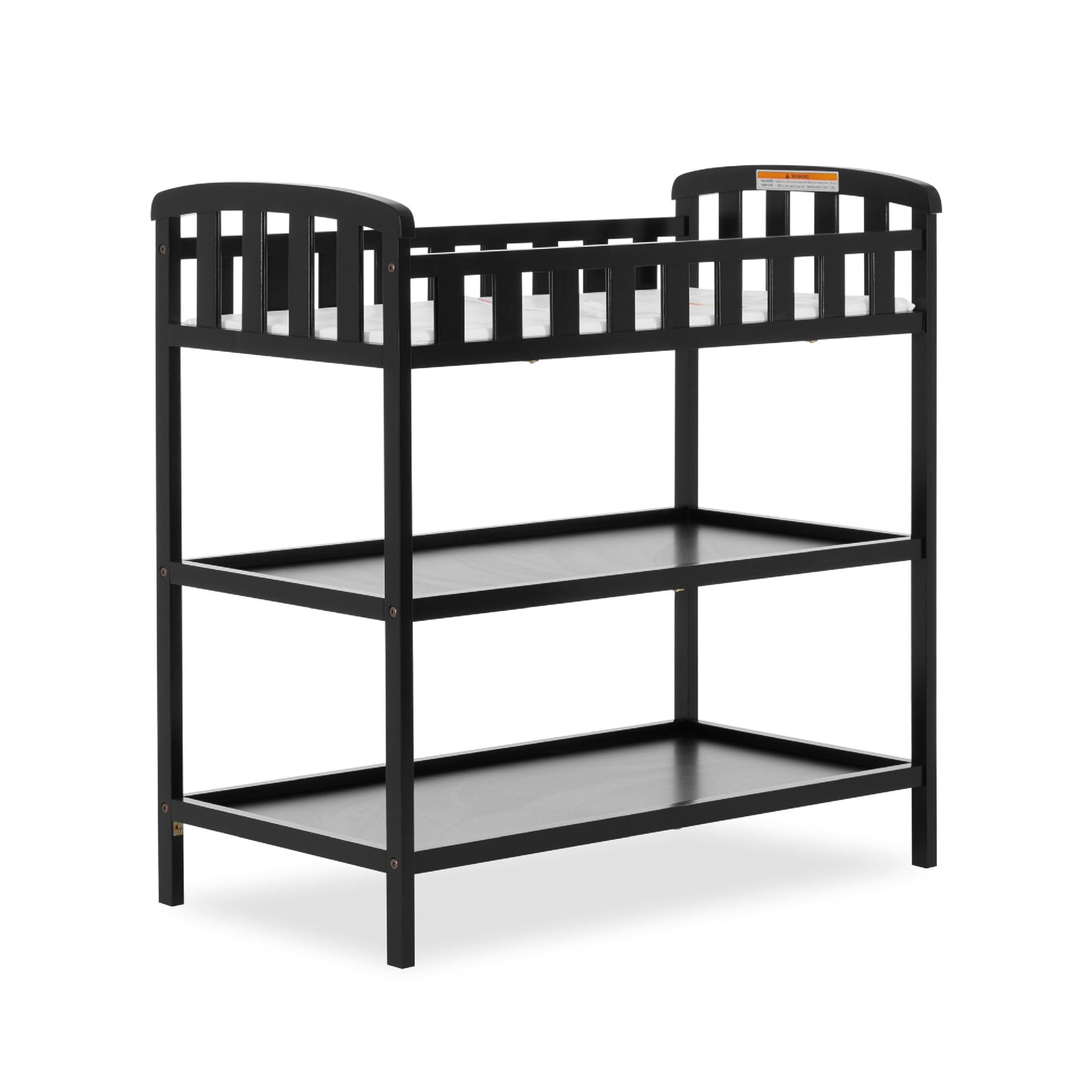 Dream On Me Emily Changing Table In Black, Comes With 1 Changing Pad, Features Two Shelves, Portable Changing Station, Made Of S
