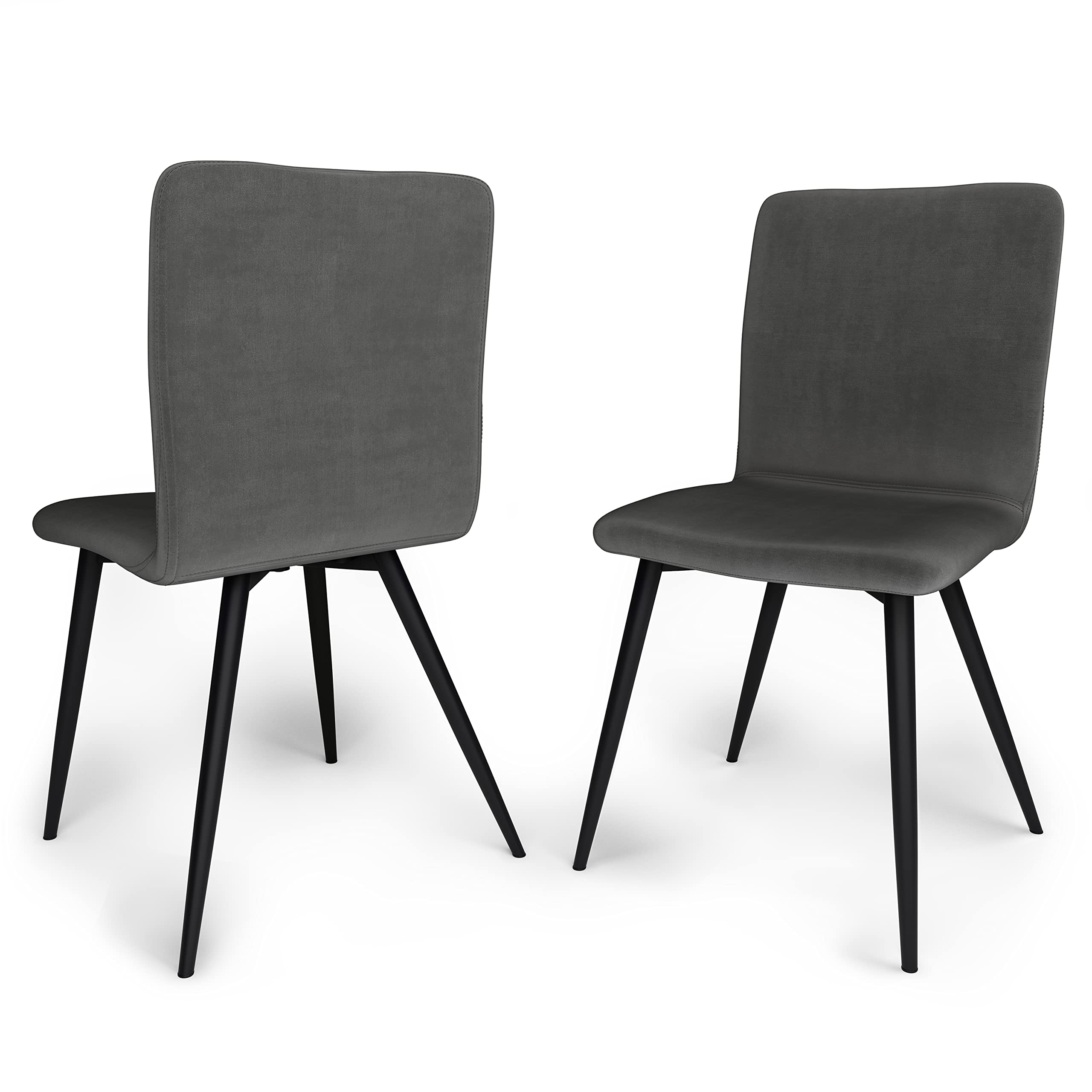 SIMPLIHOME Baylor Mid Century Modern Dining Chair (Set of 2) in Dark Grey Velvet Fabric, For the Dining Room