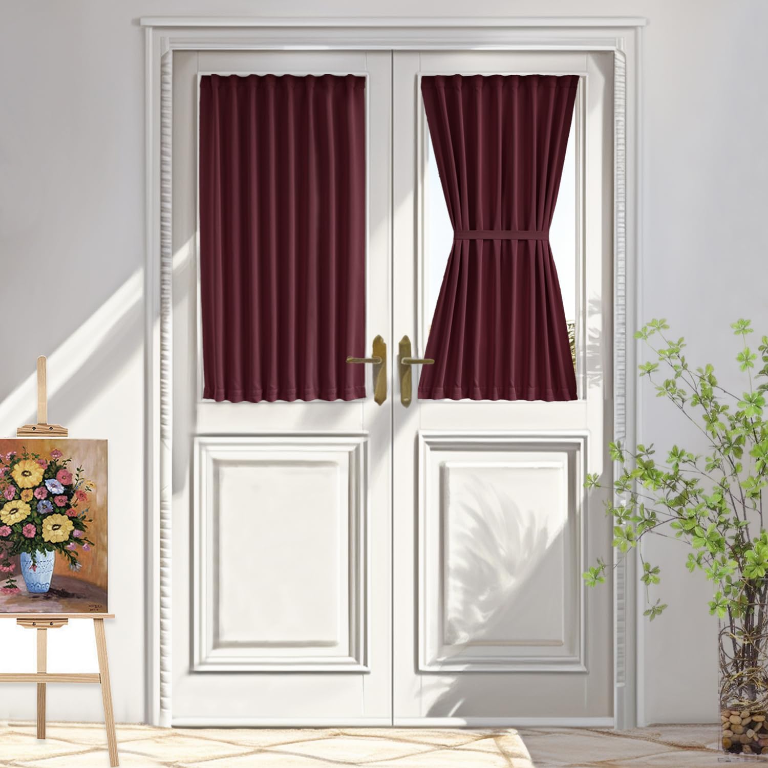 Vatge Sidelight Curtains Blackout French Door Panel Curtain - Small Window Curtain for Privacy on Doors with Windows, 1 Panel, W