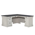 Sauder Palladia L Shaped Desk with Drawers, Office Desk with File Cabinet Storage, Cable Management, Keyboard Tray, in Glacier O