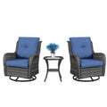 Belord Patio Swivel Rocking Chairs - Outdoor Wicker Glider Swivel Rcoker, 3 Pieces Patio Wicker Furniture Sets for Porch Include