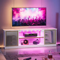 Bestier Gaming TV Stand with Music Sync Light, Flow Vibe Entertainment Center with Storage for PS5 Xbox, RGB LED Party Modes Tel