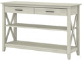 Bush Furniture Key West Console Table with Drawers and Shelves in Linen White Oak