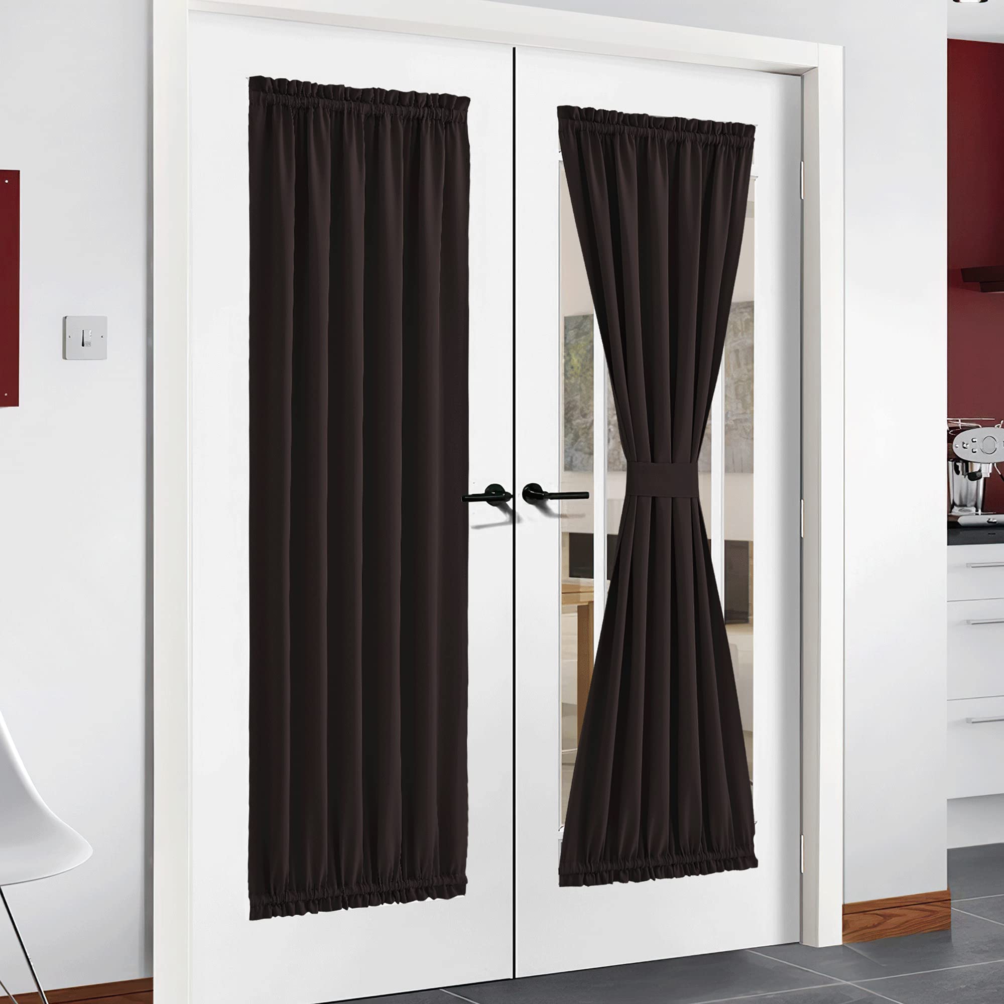 NICETOWN French Door Blackout Curtain - Thermal Insulated Privacy Blackout Drape Patio Door Blind and Shade Curtain Panel (One P